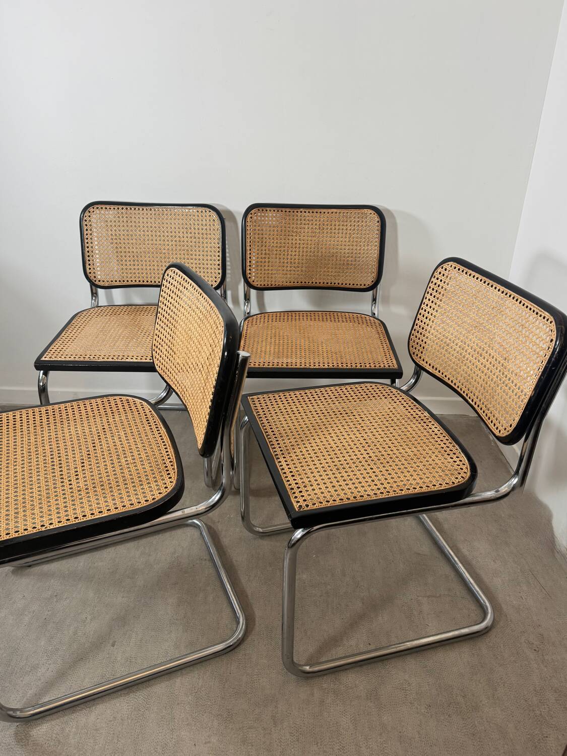 Four Marcel Breuer Cesca chairs Made in Italy