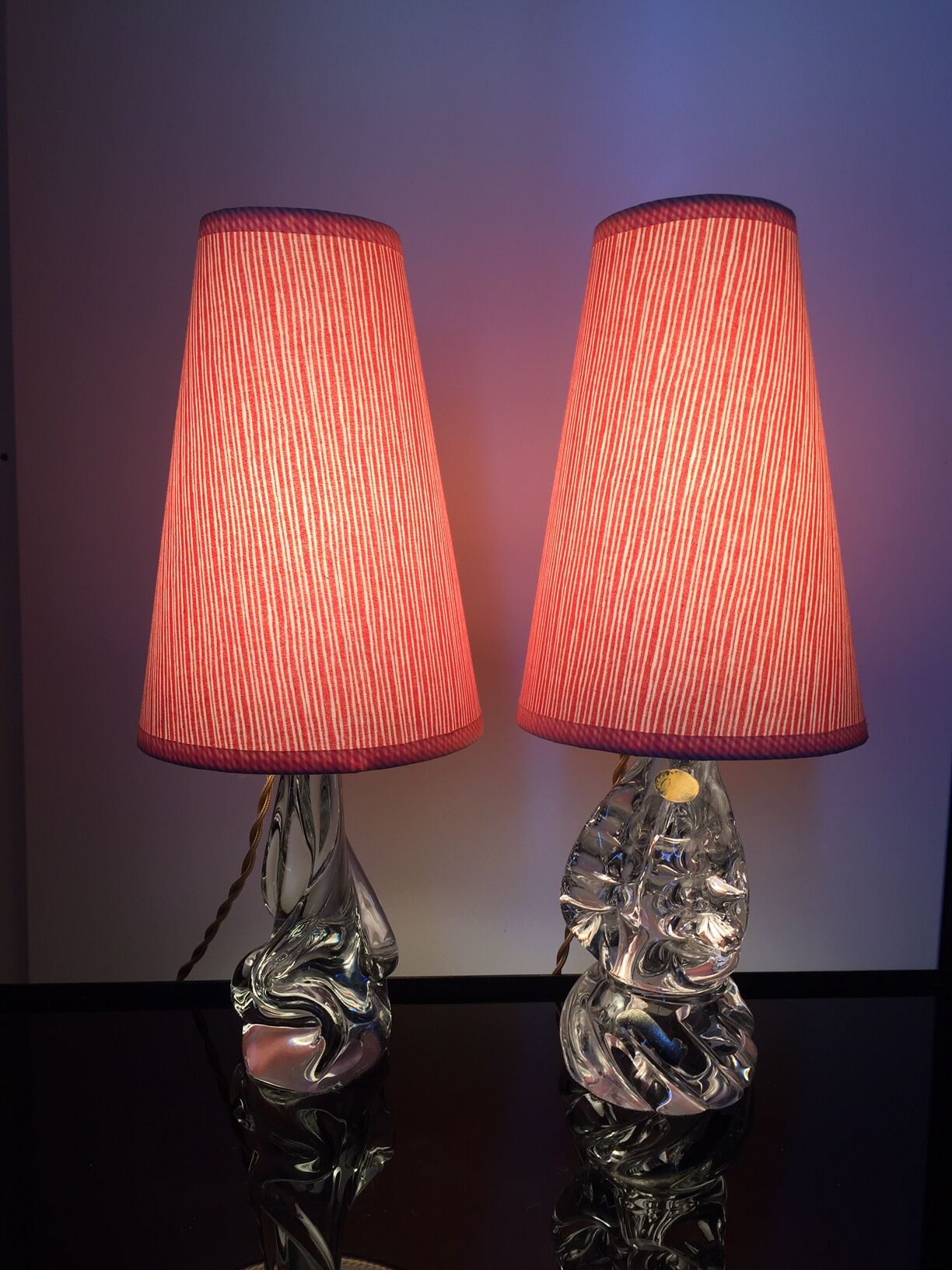 Pair of lamps, Crystal foot
