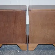 Nightstands in Walnut Burl with Drawers, Set of 2