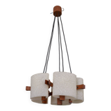 Scandinavian chandelier 5 lights 1960 teak and perspex