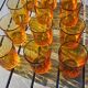 Set of 12 amber textured glass water glasses – Vintage 1970s