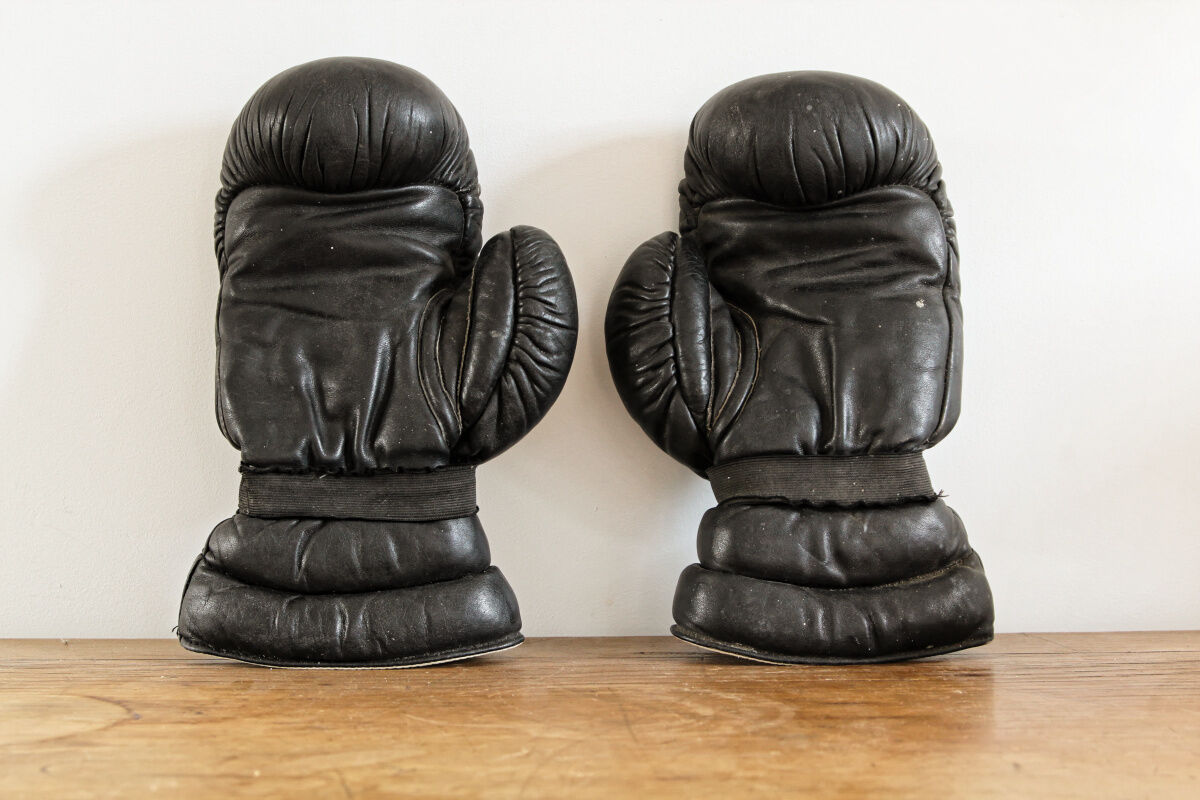 Old pair of box gloves