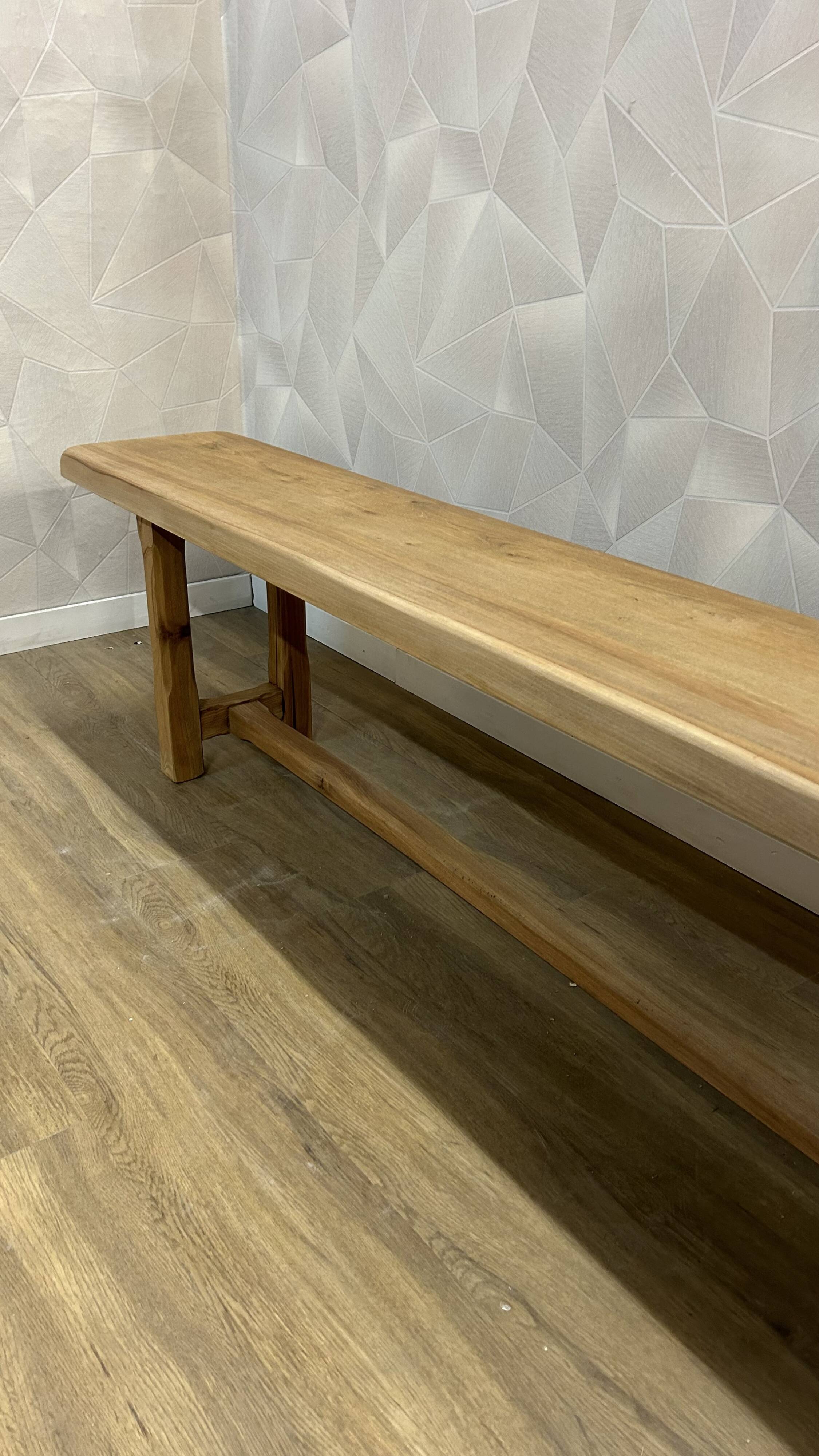 2m20 solid walnut benches, stripped and varnished