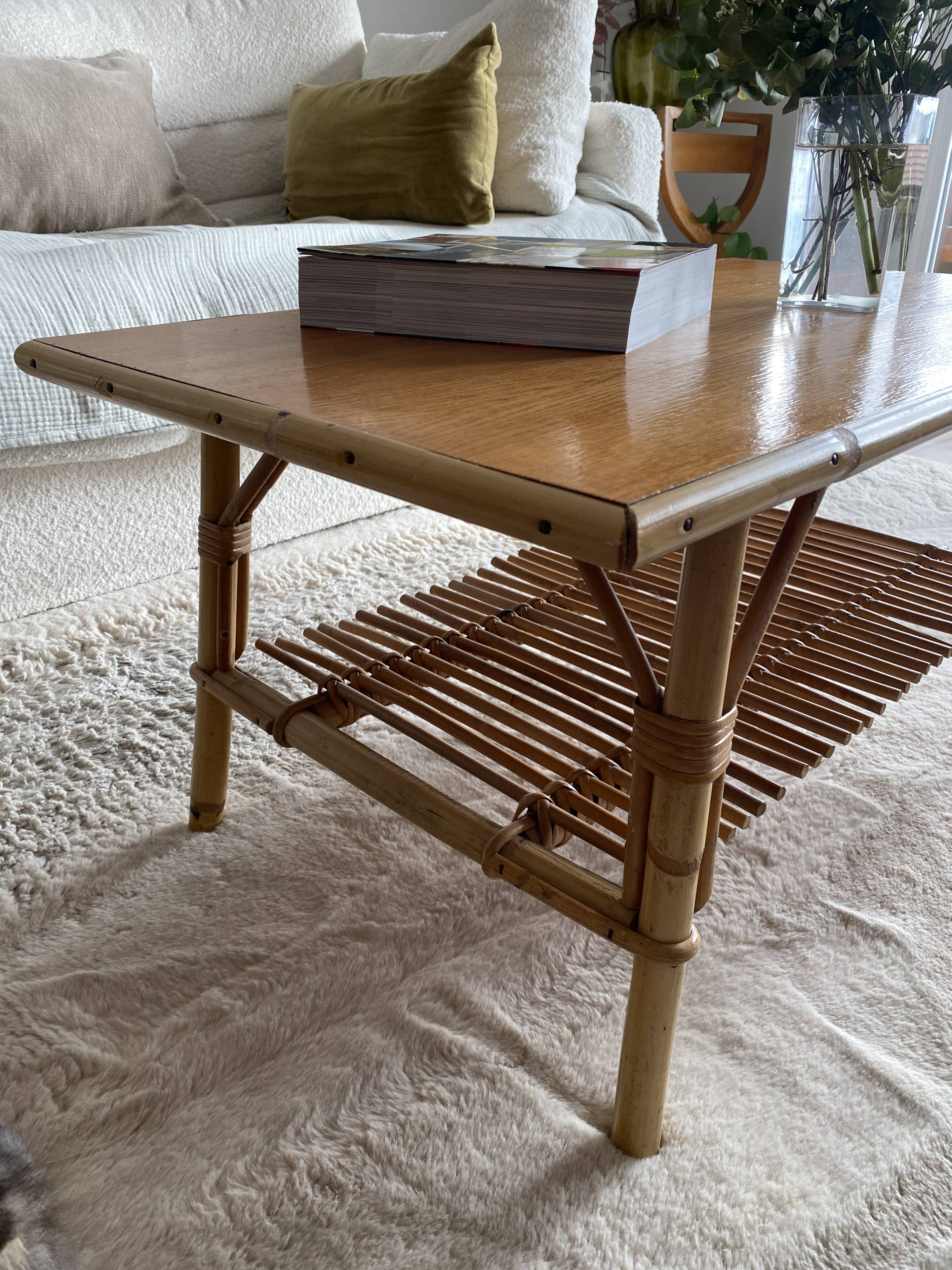 Vintage rattan coffee table