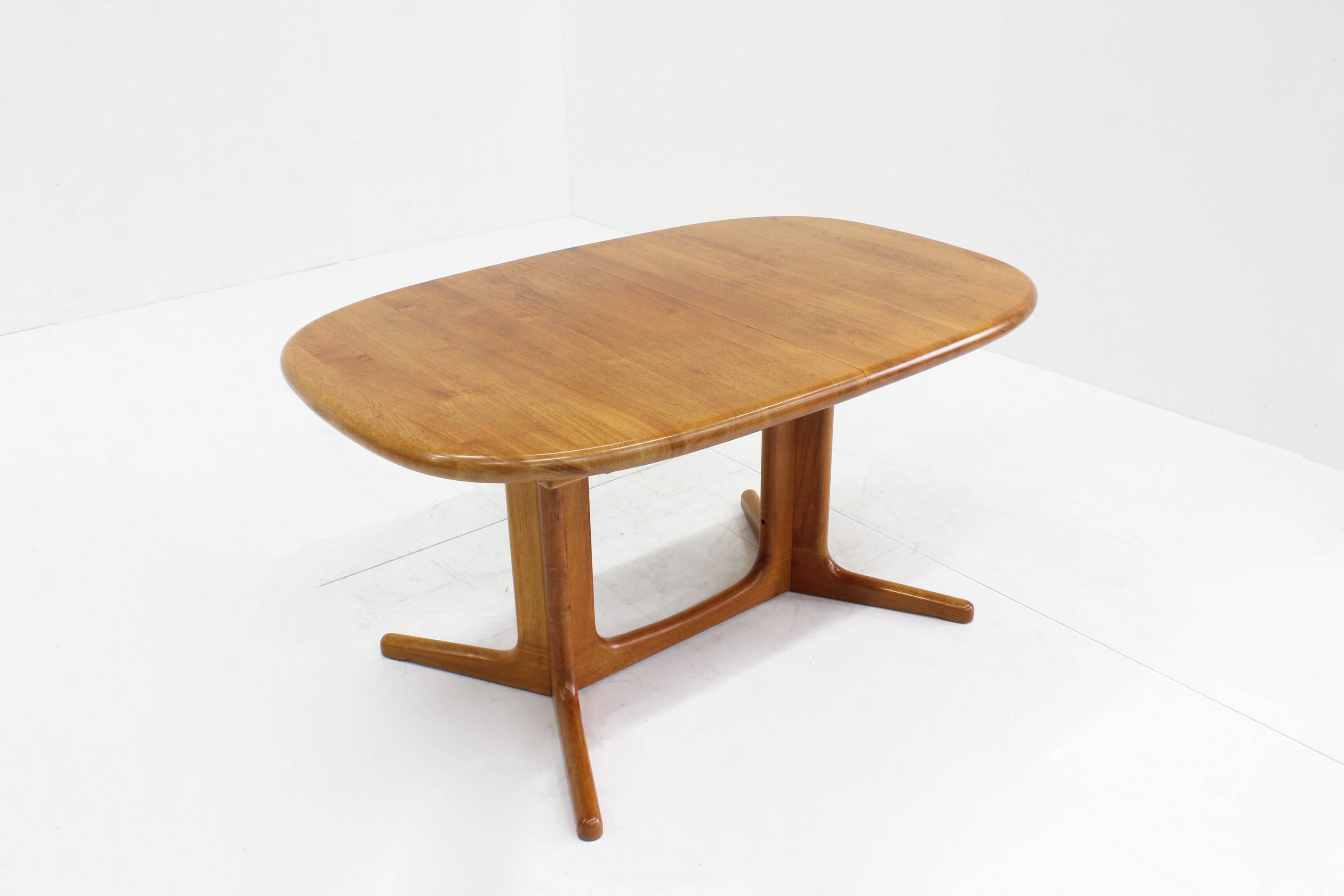 Vintage Glostrup Danish oval extendable dining table solid teak 1960s