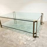 Vintage Brass and Glass Model T24 Coffee Table by Peter Ghyczy, 1970s