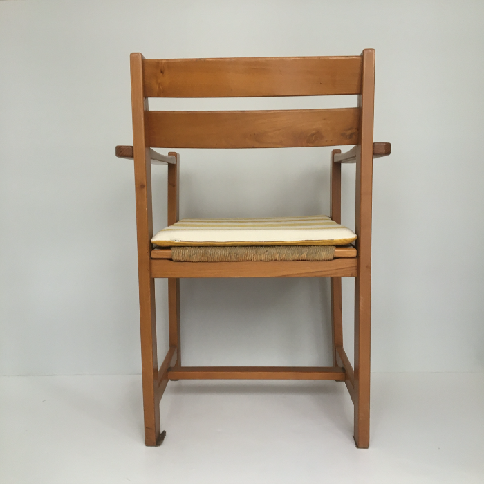 Elm and straw armchair Roland Haeusler for Maison Regain