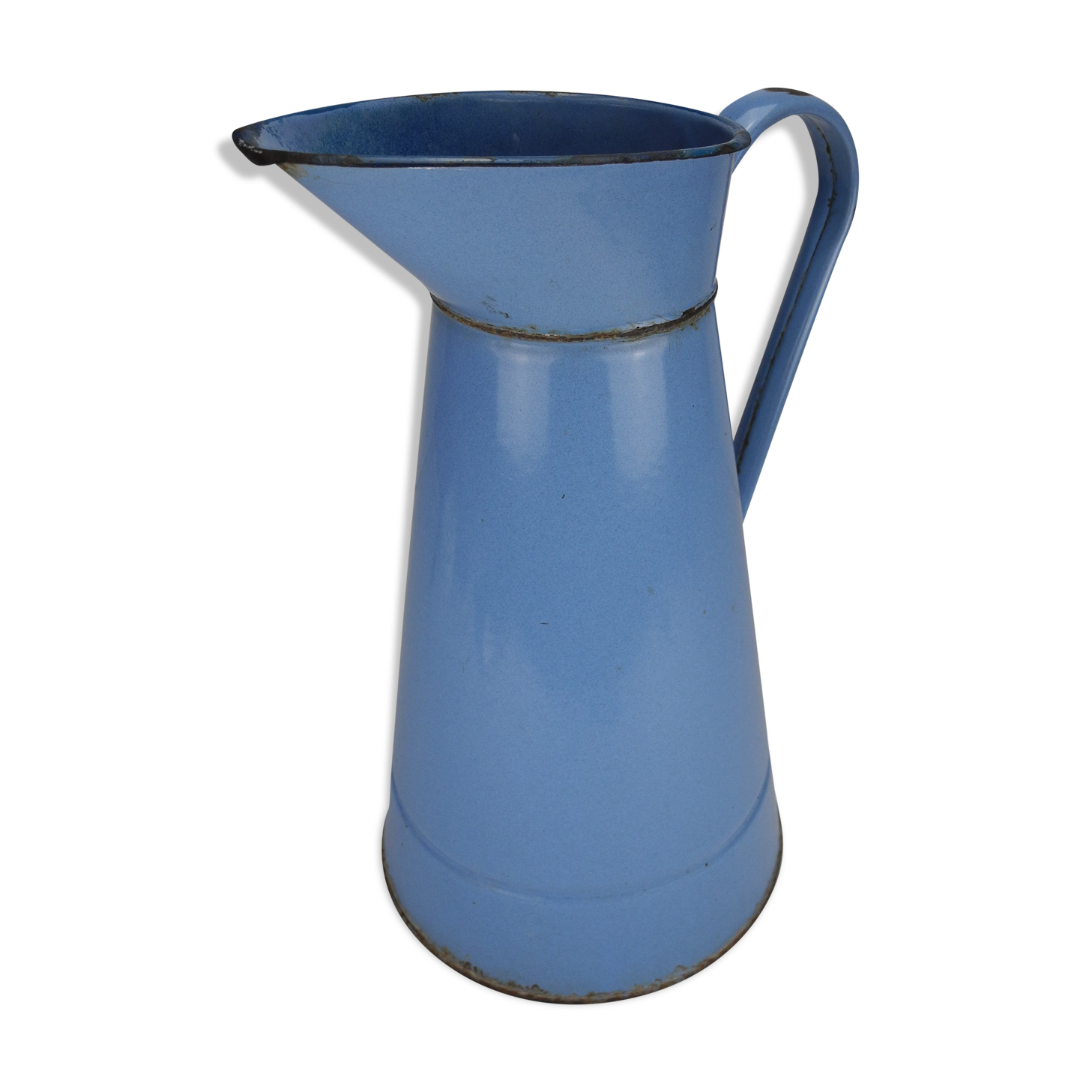 Old vintage enamelled sheet metal jug