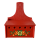 Boîte à oignons ou épices en plastique rouge façon bois et décor floral - EMSA - 1970