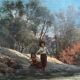 HST painting (19th/20th century) Children fishing in the undergrowth