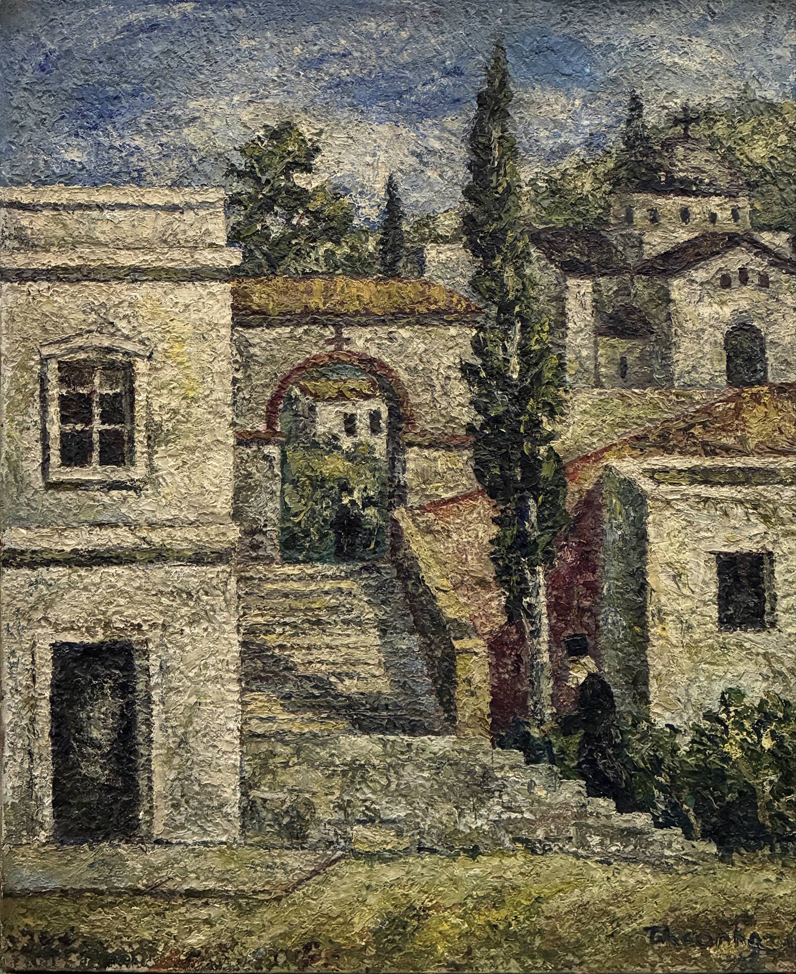 Landscape painting of southern France, 20th century.