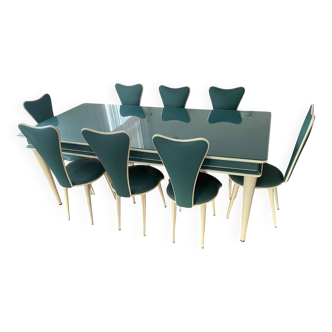 Dining room Umberto Mascagni — Table and 8 chairs, Italy, 1950s