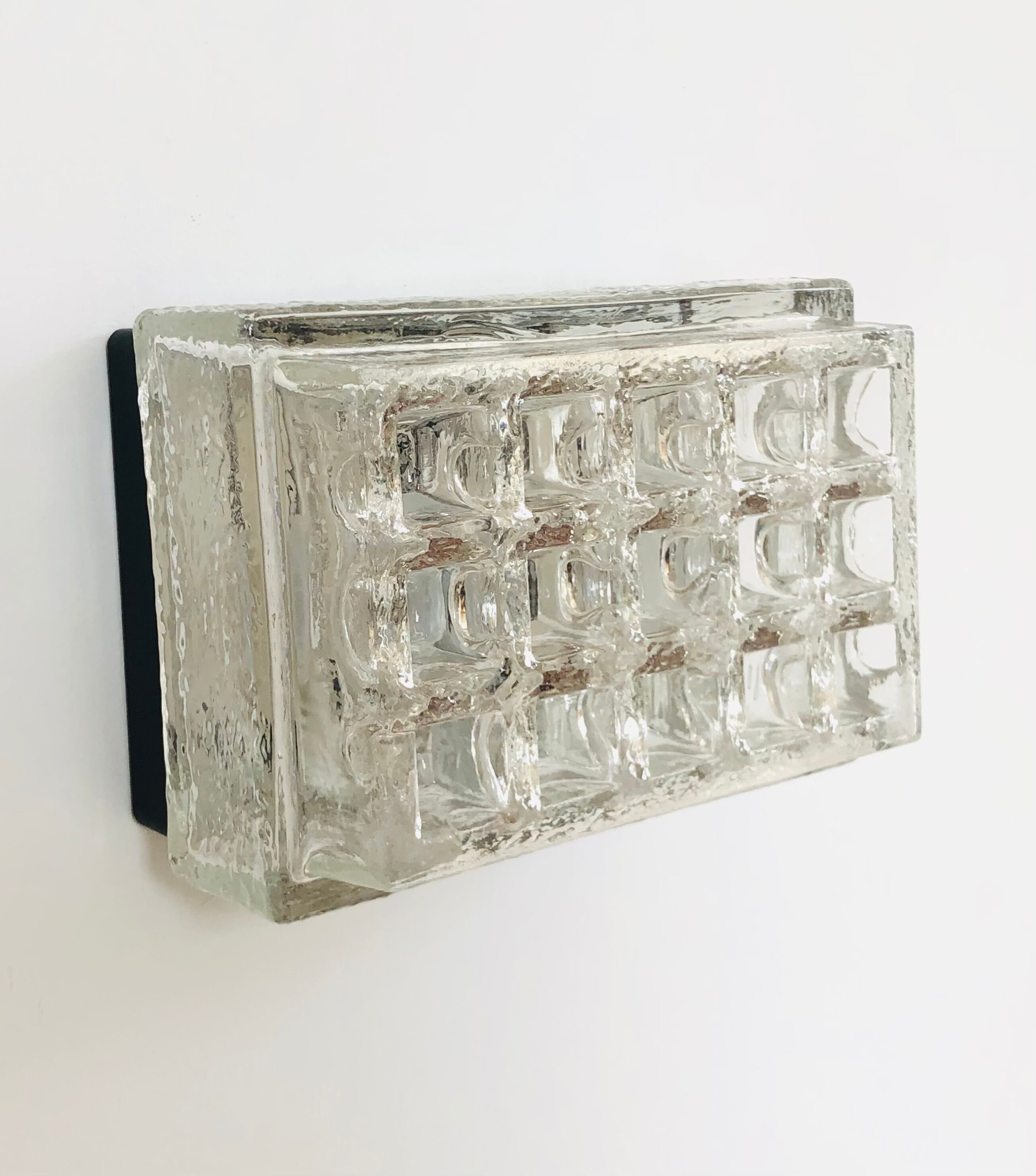 Rectangular embossed glass wall lamp from Limburg, Germany 1970