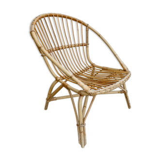 Rattan basket armchair 70s