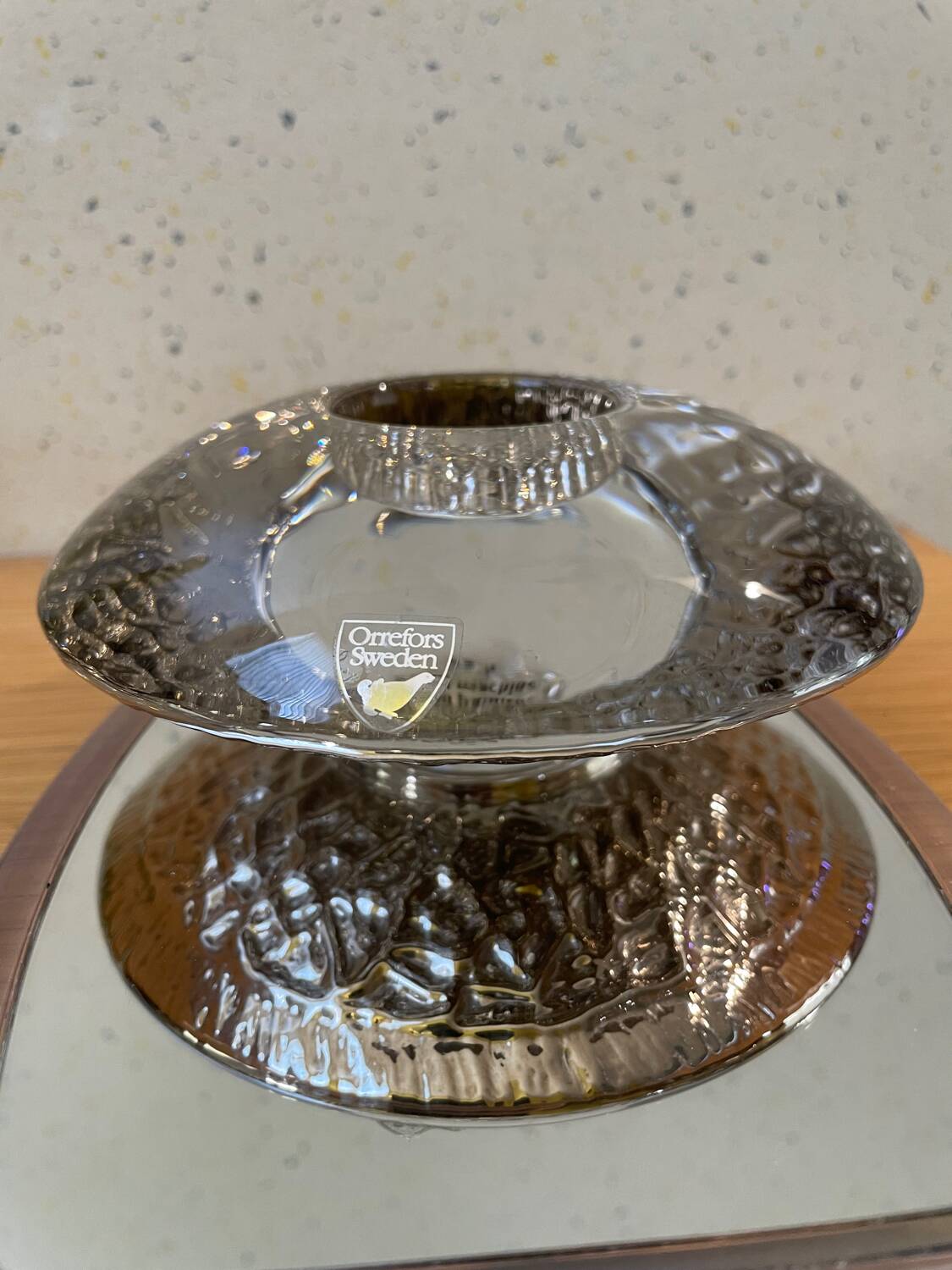 Bougeoir Orrefors Sweden « Discus » steel