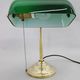 1930s Art Deco Brass  Banker Table Lamp with Glass Shade, Czechoslovakia
