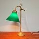 Art Deco desk lamp in brass and conical green opaline, 1920s-30s