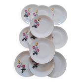 Assiettes plates P.L. France – Roses – Années 50