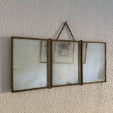 Vintage Art Nouveau gilded barber's triptych mirror 1920 - 21 x 48 cm
