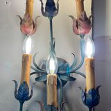 Wall lamp six lights, hand painted metal, France of the 30s