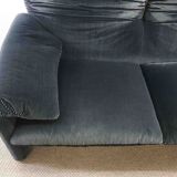 Maralunga 2seater sofa in dark grey striped fabrics by Vico Magistretti for Cassina