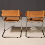 Pair of Cantilever Tubular Steel Armchairs MG5 Grassi style 1970´s