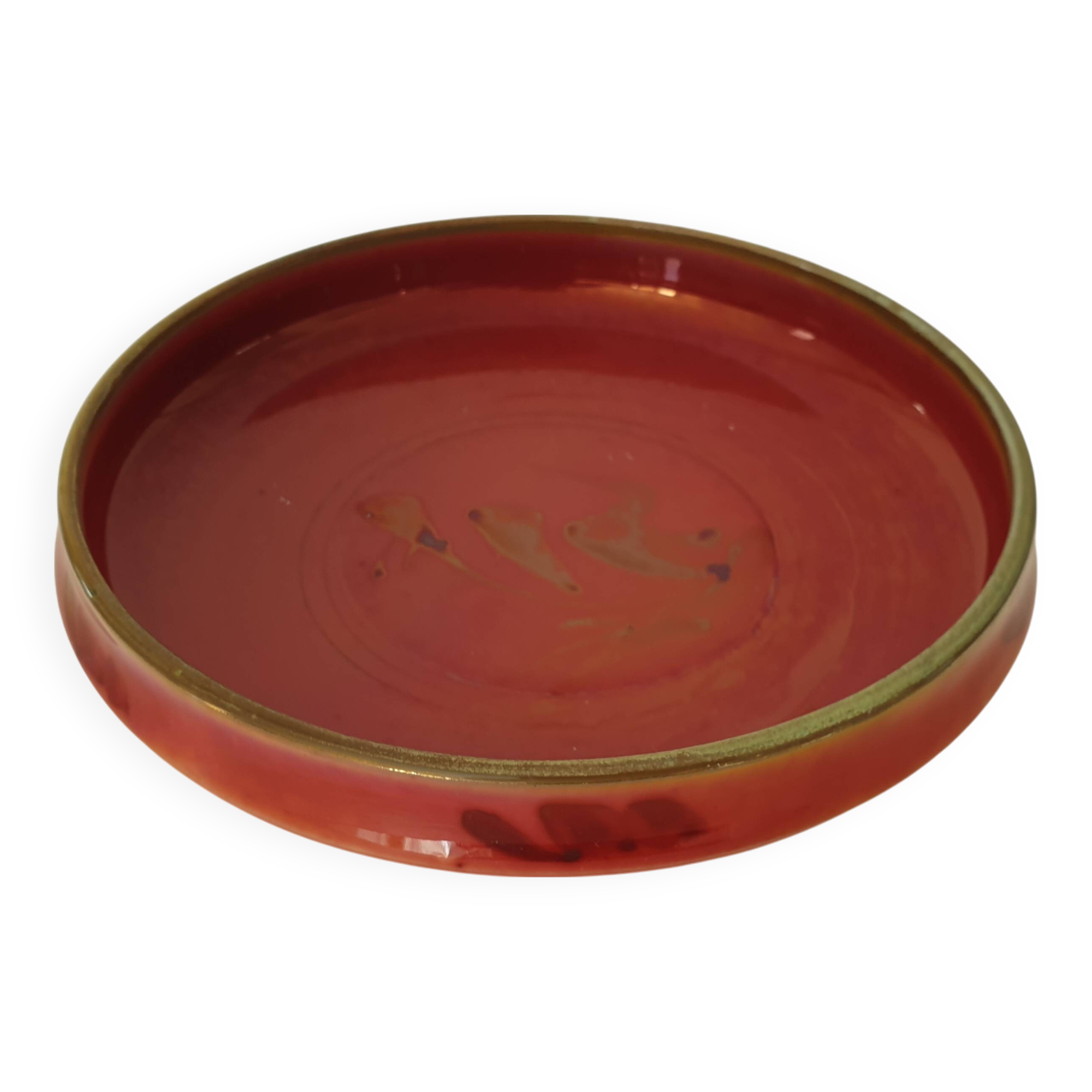 Ceramic empty pocket / bowl with prehistoric Lascaux decor Signed Paule