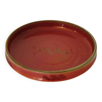 Ceramic empty pocket / bowl with prehistoric Lascaux decor Signed Paule