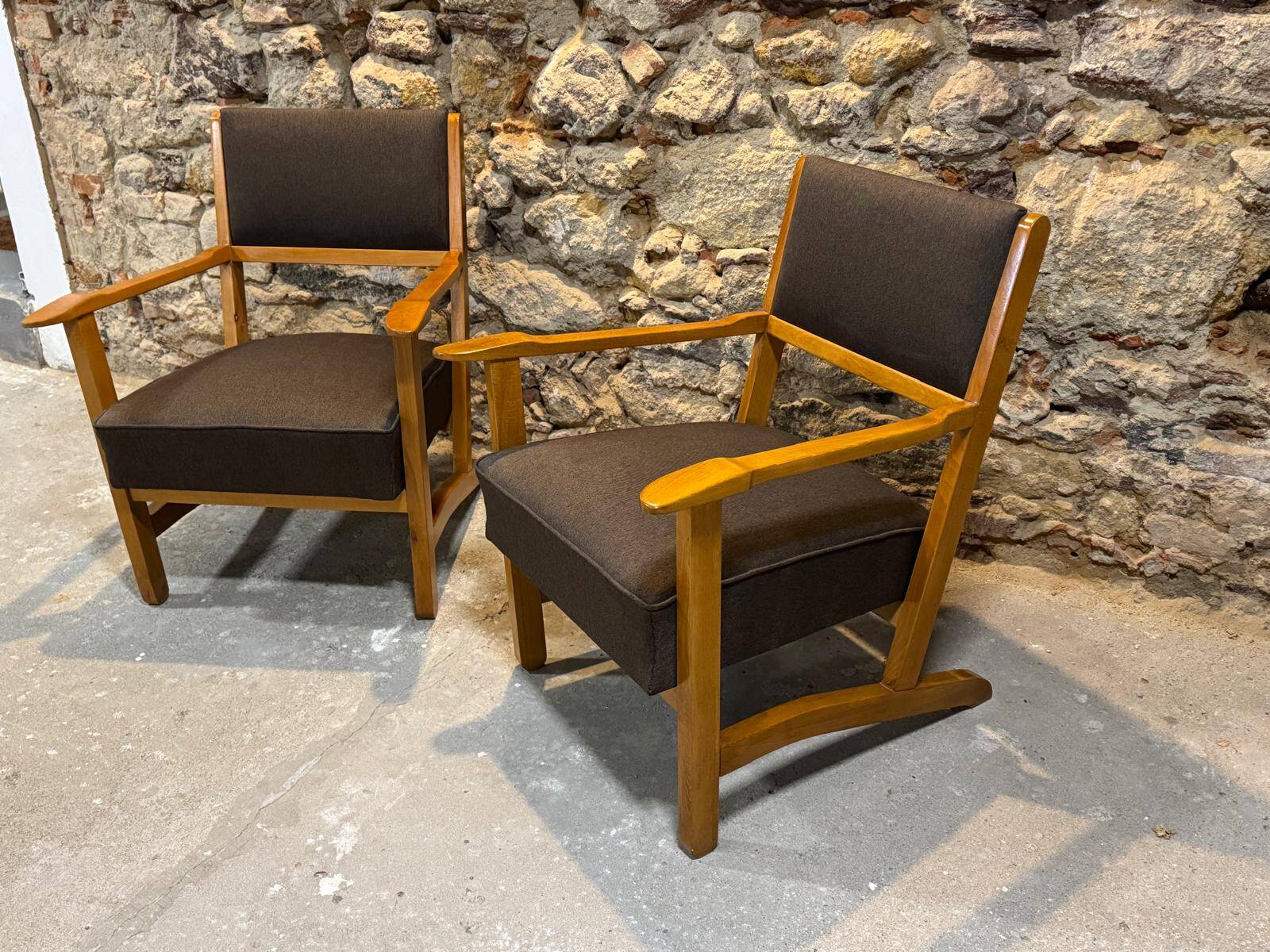 Pair of restored retro armchairs in the style of Krásná Jizba, 1960s