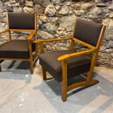 Pair of restored retro armchairs in the style of Krásná Jizba, 1960s