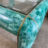 Coffee table in tessellated marble by Casa Bique 1970s Hollywood Regency (Karl Springer style)
