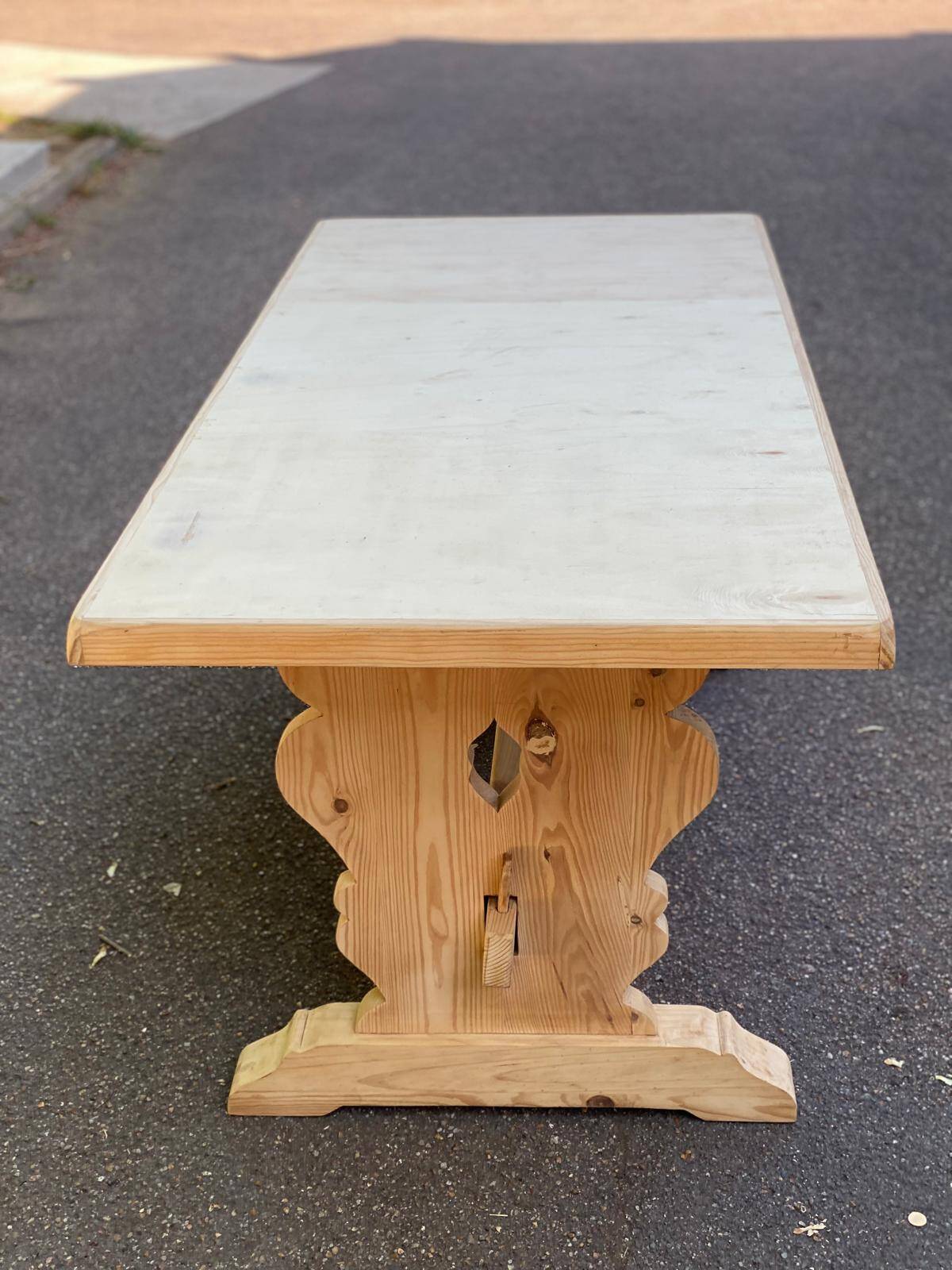 Renovated monastery farmhouse table in 20th century pine wood 180cm