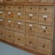 Large antique German pine apothecary cabinet / vitrine early 20th century