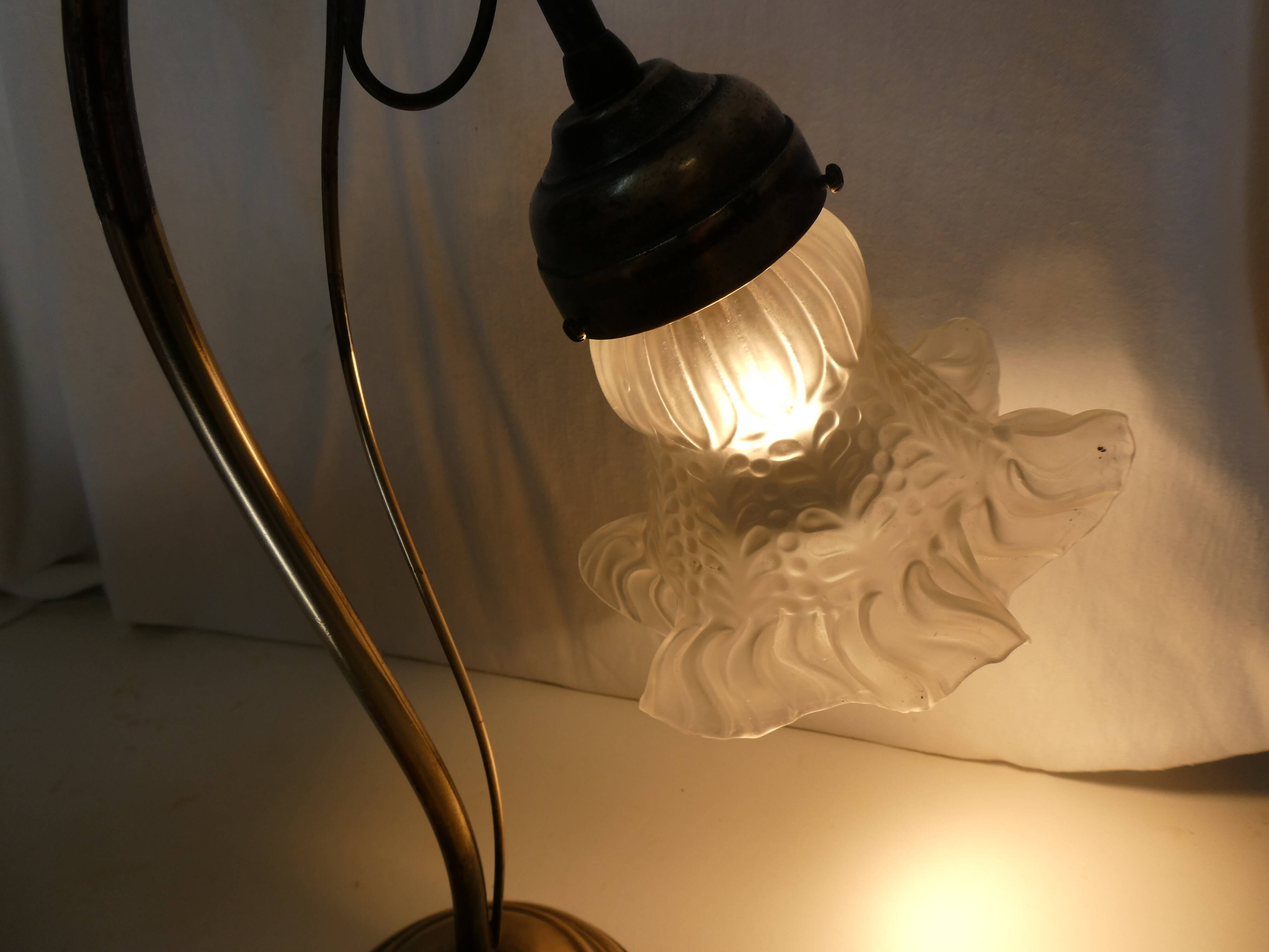 Tulip lamp / swan neck Art Deco brass