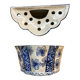 Pair of ceramic flower pots - flower picks with blue floral motifs