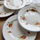 6 assiettes plates anciennes faience Salins - Modèle coquelicot