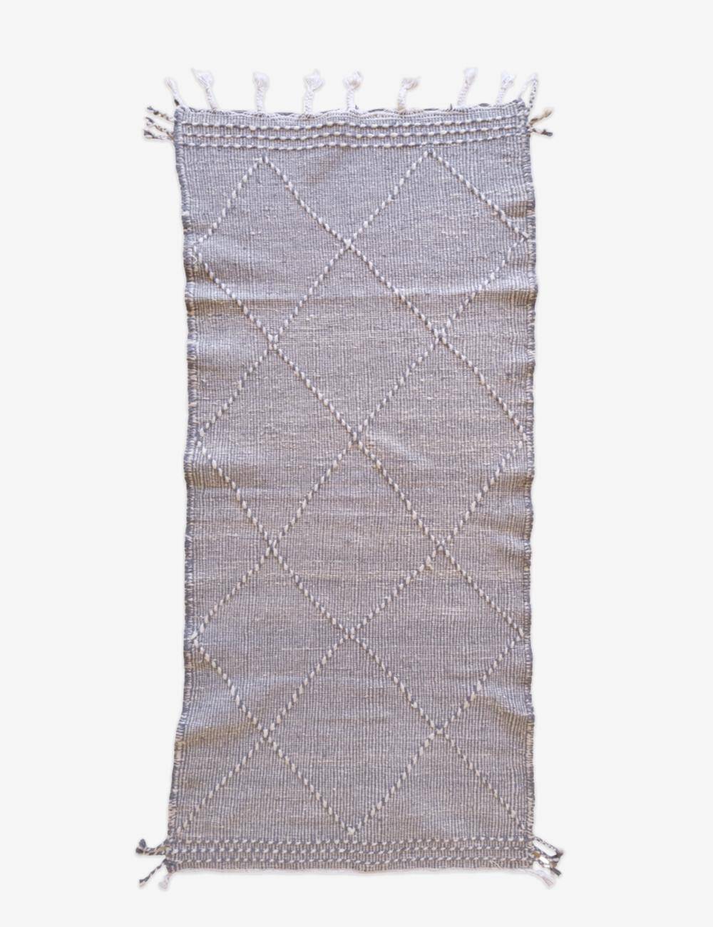 Gray Kilim Rug - 210 x 87 cm