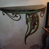Wrought iron console, marble top 1940, 1950