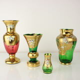Bohemia glass vase, high enamel,gold,1950s, czechoslovakia