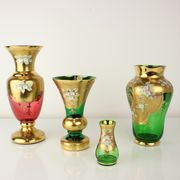 Bohemia glass vase, high enamel,gold,1950s, czechoslovakia