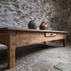 Table basse ancienne en chêne français – Table XXL de ferme du XIXe siècle