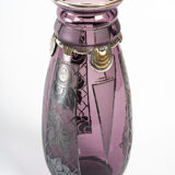 Argyl vase - purple glass and silver metal - period: art deco - twentieth century