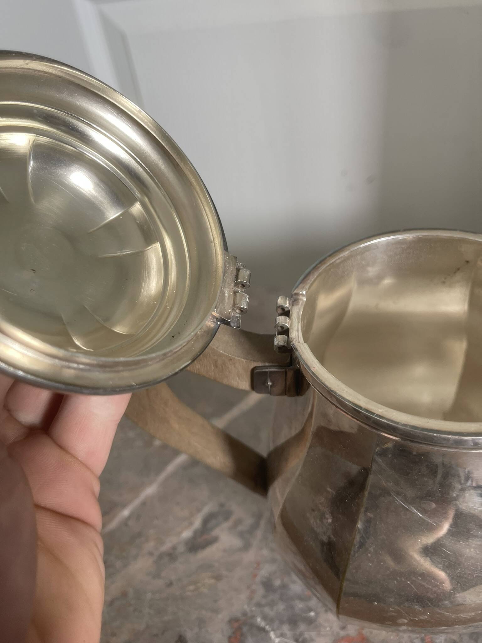 Antique Silver-Plated Metal Teapot Art Deco