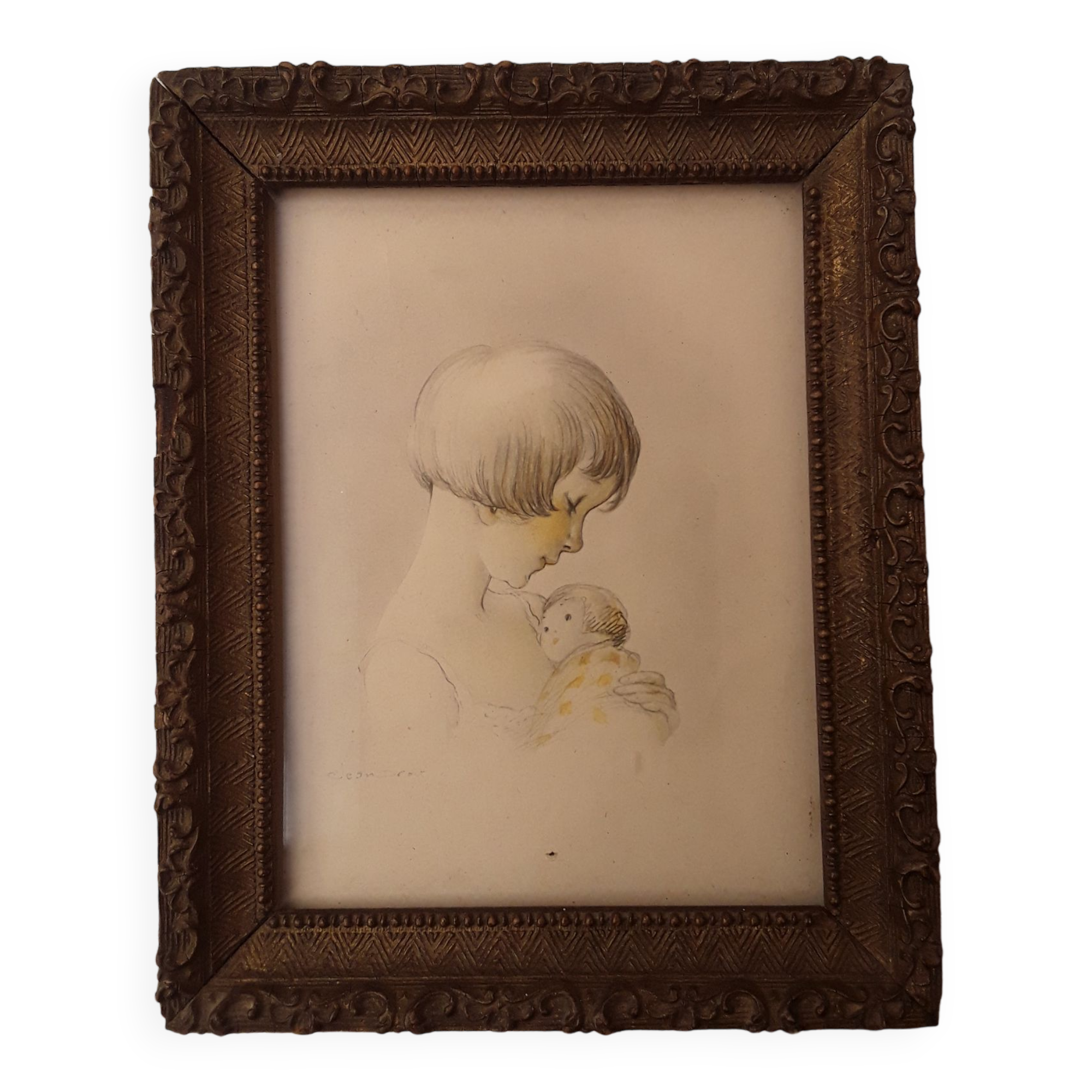 Framed drawing by Jean Droit 1884-1961