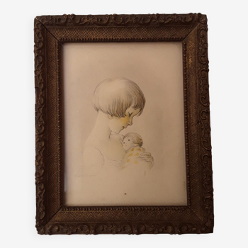 Framed drawing by Jean Droit 1884-1961