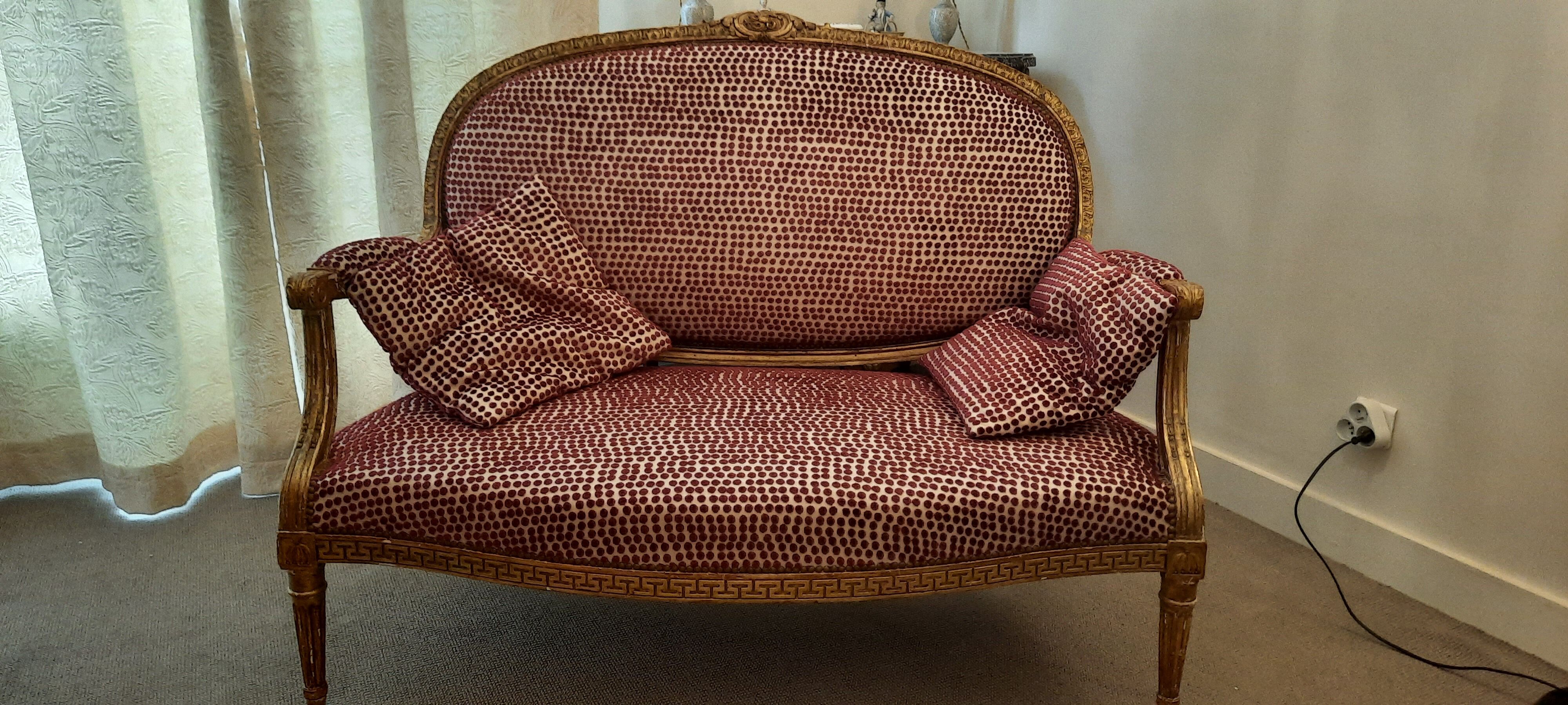 Louis XVI bench gilded wood