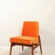 Papaya orange velvet mid century modern 1970s renovated armchair