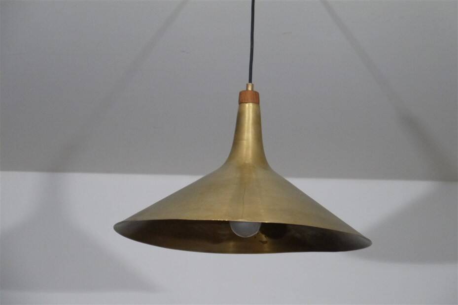 Danish brass and teak pendant lamp 1960