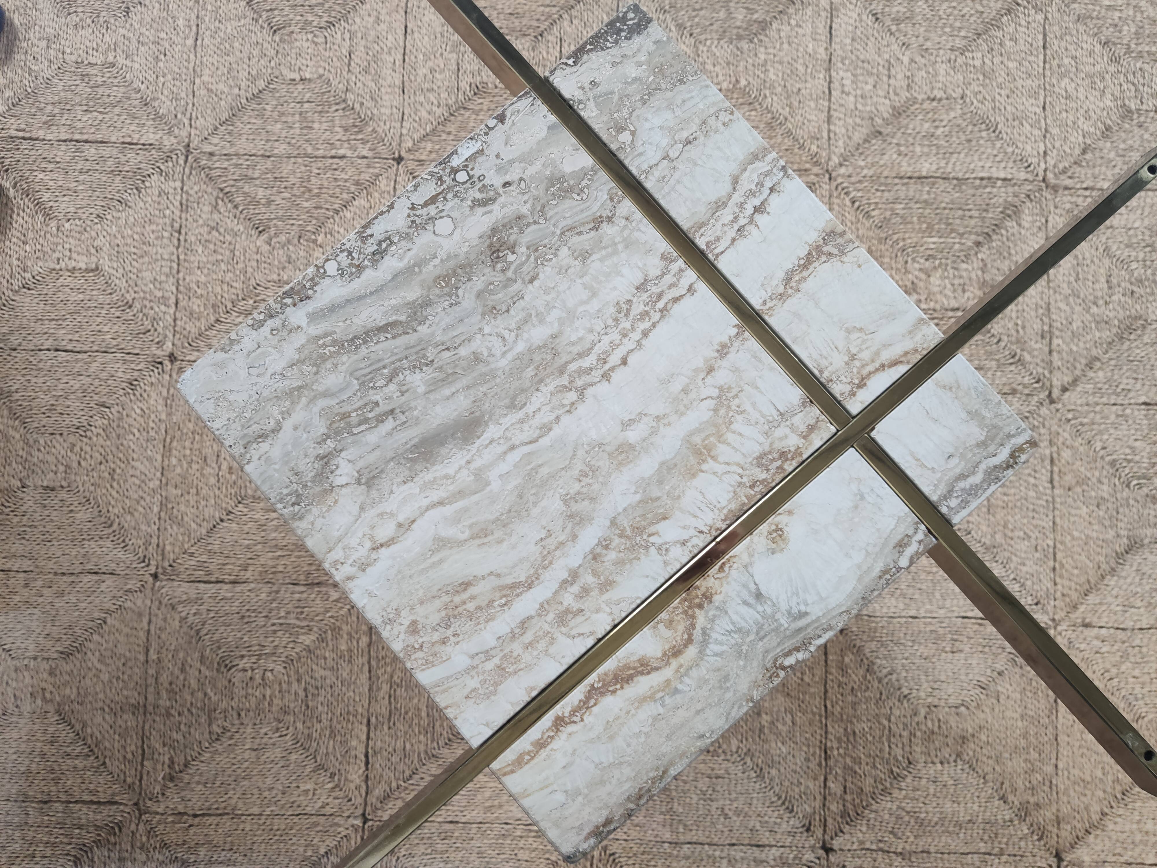 Marble and glass dining table, 80s