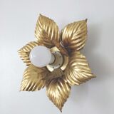 Wall sconce lamp leaves golden metal 30cm